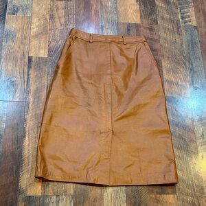 Elegant Tan/rust vintage leather Skirt 7/8 (6026)
